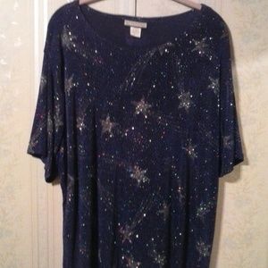 NOTATIONS WOMAN PURPLE w/ SILVER STARS GLITTER TOP